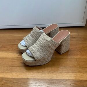 Raffia chunky platform heels